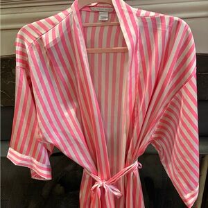 Vintage Victoria's Secret Pink and White Striped Robe